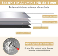 2 in 1 Specchio Lungo da Parete, Specchio a Figura Intera con Telaio Rettangolare in Alluminio e Vetro Antiesplosione, Specchio da Terra per Ingresso Bagno, 56 x150 cm (Oro)
