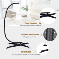 Supporto per Amaca a Sedia a Forma di C, Sostegno per Sedia in Acciaio, Carico Massimo di 150 kg, Nero (Solo Telaio, Senza Amaca a Sedia)