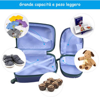 Set di Valigia per Bambini, 16" Valigia+ 12" Zaino, 2 Pezzi, con Ruote Girevoli a 360° e Maniglia Retrattile, Ideale per Viaggiare in Modo Comodo e Divertente (Modello 1)