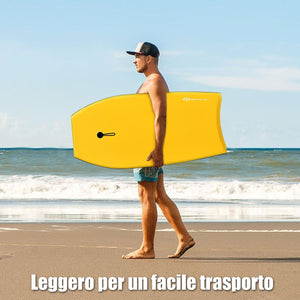 Tavola da Surf in XPE, EPS e HDPE, Tavola Surf Bambini e Adulti, Tavoletta Mare con Leash per Polso, Portata 85 kg, Disponibile in Vari Colori, 104 x 51 x 6 cm (Giallo)