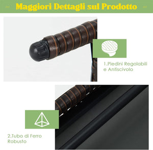 Tavolino da Caffè Rettangolare in Vimini Pieghevole, con Struttura in Acciaio Resistente e Cuscinetti Antiscivolo, Utilizzabile da Interno e Esterno