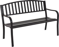 Panchina da Esterno, Panca in Metallo con Schienale Squisito, Braccioli Ergonomici e Sedile Ampio, Panchina da Giardino, Balcone e Cortile, Portata 280 kg (Righe)