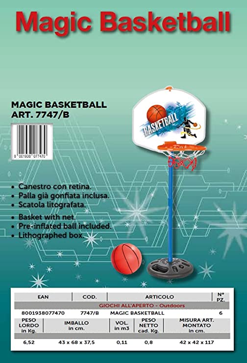 Canestro da Basket Bambini Mini Regolabile CM Interno Camera Giochi Esterno Altezza Pompa Giocattolo Giocattoli Pallacan