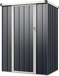 Casetta da Giardino 1 m², Capanno Attrezzi in Metallo Zincato con Porta Bloccabile e Tetto Inclinato, Struttura a Scatto Pratica, Armadio da Esterno con Kit di Viti di Espansione e Tappo