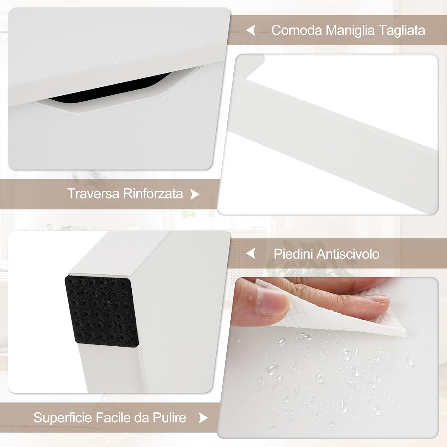 Scrivania per Computer con Piano Sollevabile, Scrivania PC con Scomparto Segreto Salvaspazio e 2 Ripiani, Scrivania Moderna per Ufficio, Studio e Camera da Letto, 100 x 49 x 75 cm, Bianco