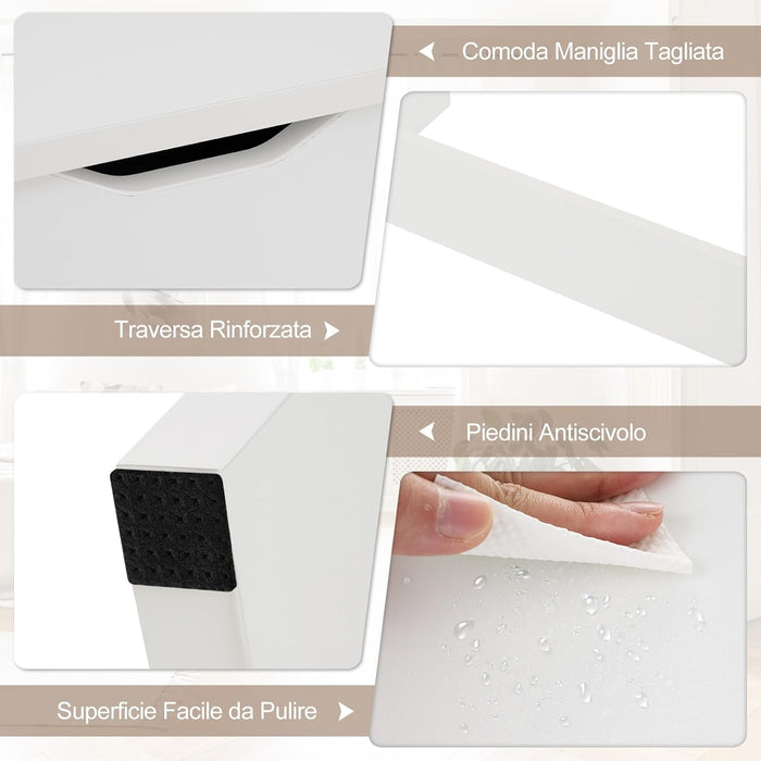 Scrivania per Computer con Piano Sollevabile, Scrivania PC con Scomparto Segreto Salvaspazio e 2 Ripiani, Scrivania Moderna per Ufficio, Studio e Camera da Letto, 100 x 49 x 75 cm, Bianco