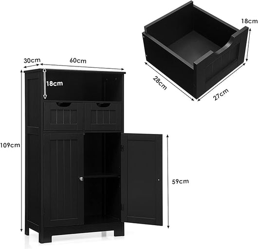 Armadietto Terra da Bagno Mobile Autoportante, Mobiletto Ufficcio Multiuso, con Cassetti e Ripiani, Ampio Spazio, Legno (Bianco)