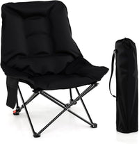 Sedia da Campeggio Portatile, Sedia Pieghevole Imbottita con Schienale Regolabile e Tasca Laterale, Seduta da Giardino in Metallo con Borsa da Trasporto, Portata 150 kg