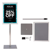 A3 Espositore da terra autoportante poster stand in metallo girevole e regolabile 78,5-123cm Argento-Espositore pubblicitario