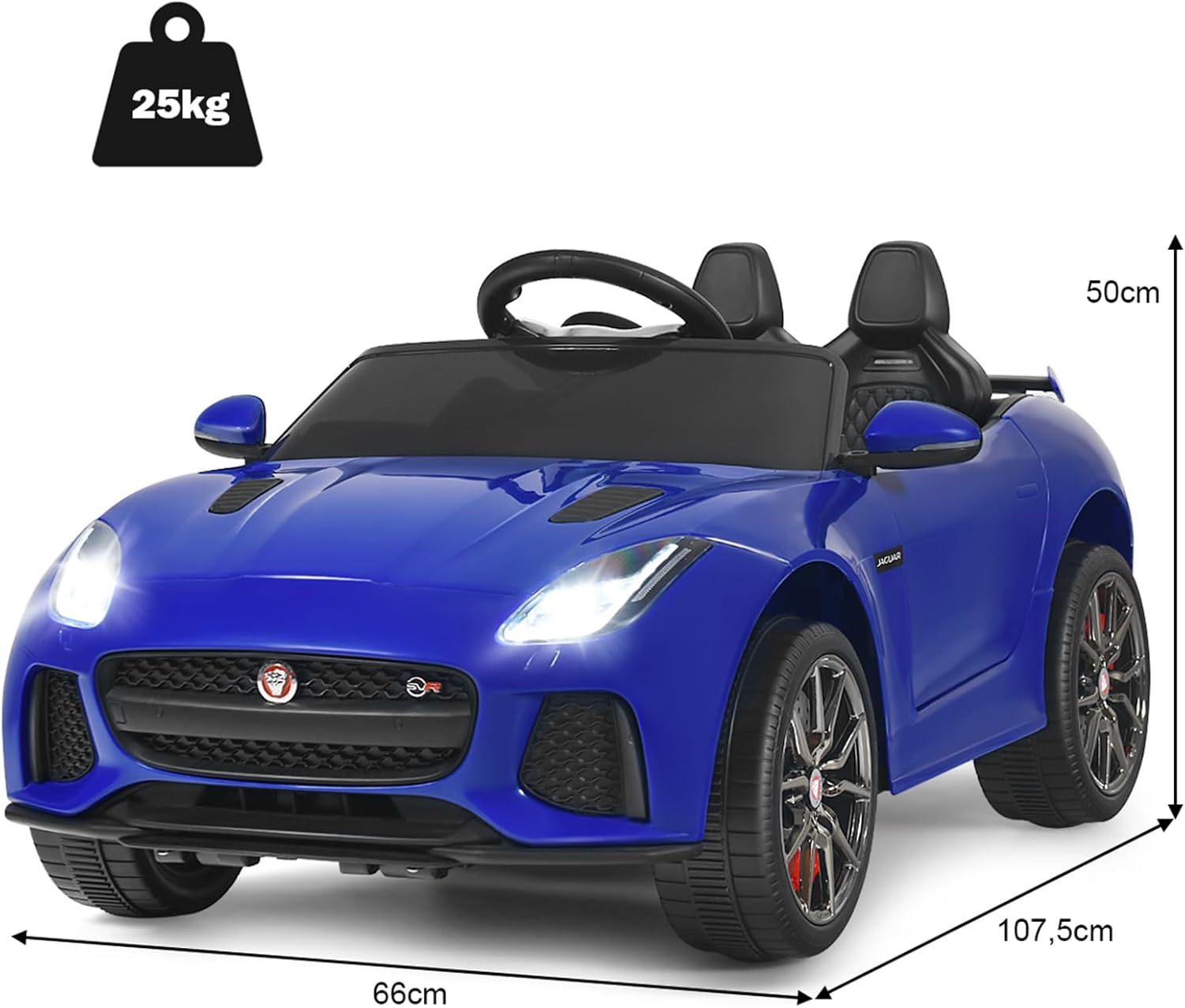 Jaguar Auto Elettrico 12 V per Bambini, Macchina Elettrica con Telecomando, con Luci Musica Storia, Avvio Lento, Velocit¨¤ 3-5 km/h (Blu)