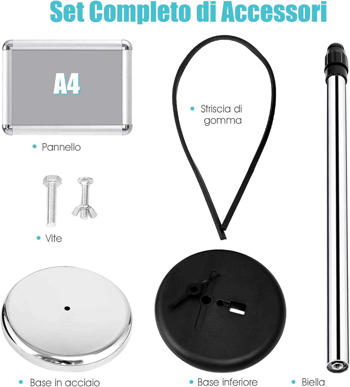 A4 / A3 Supporto Poster Espositore da Pavimento Supporto Menù Pubblicità in Metallo, Girevole e Regolabile in Altezza
