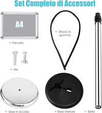 A4 / A3 Supporto Poster Espositore da Pavimento Supporto Menù Pubblicità in Metallo, Girevole e Regolabile in Altezza