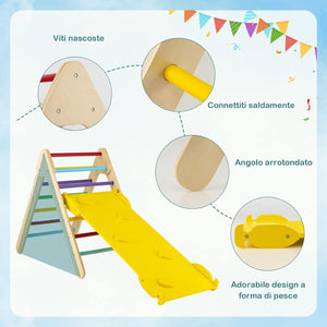 Arrampicata Giocattolo a Triangolo per Bambini 3 in 1, Arrampicatore con Rampa di Scivolo a 2 Lati e Inclinazione Regolabile, Ideale per Casa e Nido, Adatto a Bambini con età più di 1 Anno