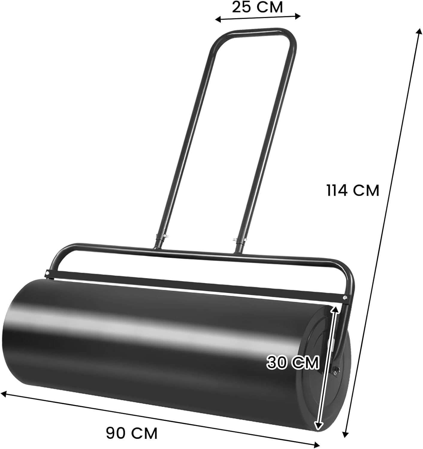 Rullo per Prato Larghezza 90cm Ø30, capacità di Riempimento 63L (Nero)