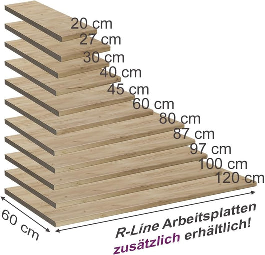 Top cucina R-Line, Quercia dorata, 100 cm, adatto per il montaggio su mobili base e piani di lavoro