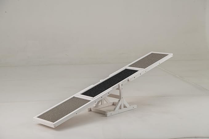 Altalena per Agility Cane, Set di Esercizi e Giochi per Cani, Giocattolo da Esterno, Attrezzatura per Allenamento dell'Equilibrio, Forniture per Animali per Percorsi a Ostacoli (Bianco)