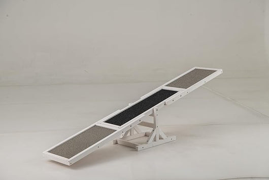 Altalena per Agility Cane, Set di Esercizi e Giochi per Cani, Giocattolo da Esterno, Attrezzatura per Allenamento dell'Equilibrio, Forniture per Animali per Percorsi a Ostacoli (Bianco)