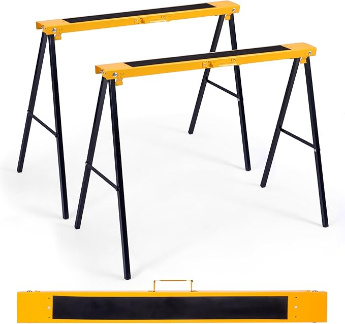2 Cavalletti da Lavoro Pieghevoli, Coppia di Cavalletti in Metallo per Segare, Carico Fino a 275 kg (Modello 1)