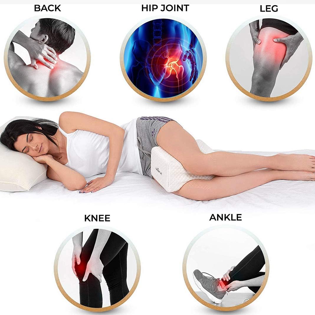 OLYMPIA Cuscino per ginocchia per chi dorme sul fianco, cuscino ortopedico per gambe per dormire senza dolore, cuscino ergonomico in memory foam viscoelastico I rivestimento traspirante
