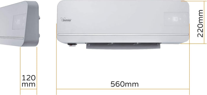 Bimar AMA05 Termoventilatore da Bagno Ceramico - Termoventilatore Basso Consumo - Scaldabagno Elettrico 2000W