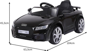 Audi 12V Auto Elettrica per Bambini, Macchina Elettrica con Velocità 2,5-5 km/ora, con Telecomando USB MP3 Luci LED (Nero)