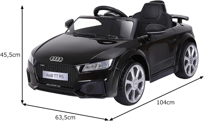 Audi 12V Auto Elettrica per Bambini, Macchina Elettrica con Velocità 2,5-5 km/ora, con Telecomando USB MP3 Luci LED (Nero)