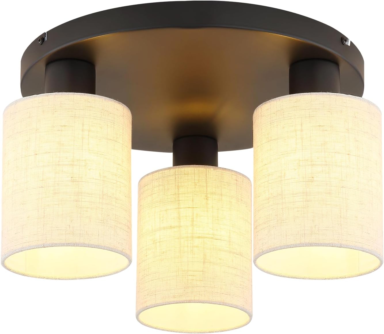 ZMH Lampada da soffitto vintage nera 3 luci E27 senza lampadine