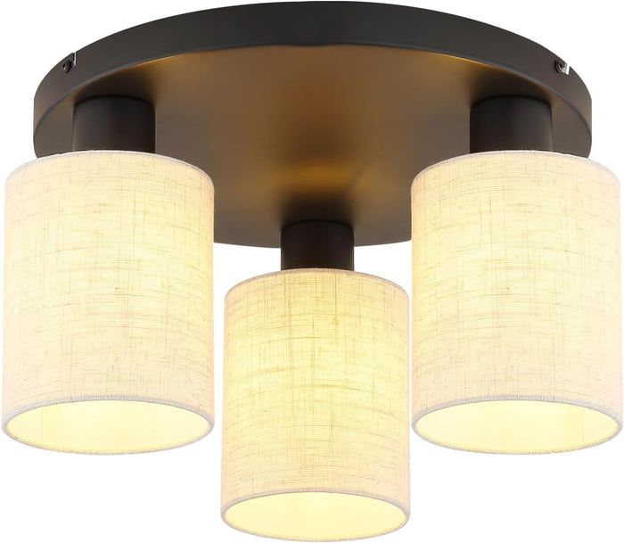 ZMH Lampada da soffitto vintage nera 3 luci E27 senza lampadine
