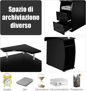 Scrivania Salvaspazio, Scrivania con Cassetti, Vassoio per Tasteriera, Ripiani e Porta Stampante, Scrivania Porta PC per Ufficio e Studio, 120 x 55 x 76 cm, Portata 60 kg (Nero)