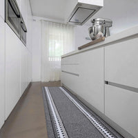 Tappeto Cucina 50x110 cm Antiscivolo Made in Italy Passatoia Corsia Bordata Ingresso Lavabile Grigio