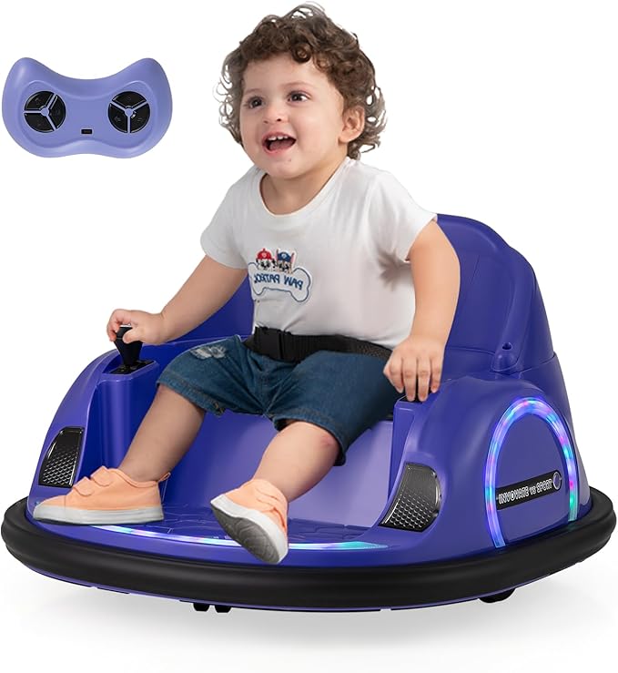 Autoscontro Elettrico per Bambini, Macchina Elettrica per Bambini con Luci LED, Connessione Wireless, Musica Giro a 360°, Macchina Cavalcabile per Bambini 18+ Mesi (Viola)