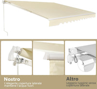 Tenda da Sole per Esterno Avvolgibile 3 x 2,5 M, Tenda da Sole a Bracci Estensibili con Telaio in Alluminio, Tettuccio Resistente al Sole e Impermeabile e Manovella (3 x 2,5 m, Beige)