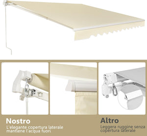 Tenda da Sole per Esterno Avvolgibile 3 x 2,5 M, Tenda da Sole a Bracci Estensibili con Telaio in Alluminio, Tettuccio Resistente al Sole e Impermeabile e Manovella (3 x 2,5 m, Beige)