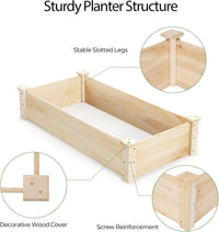 Orto Rialzato da Esterno in Legno di Pino, Vaso per Piante con Fondo Aperto, Fioriera da Giardino per Fiori, Verdure e Erbe da Balcone o Terrazza, Naturale (120 x 61 x 25,5 cm)