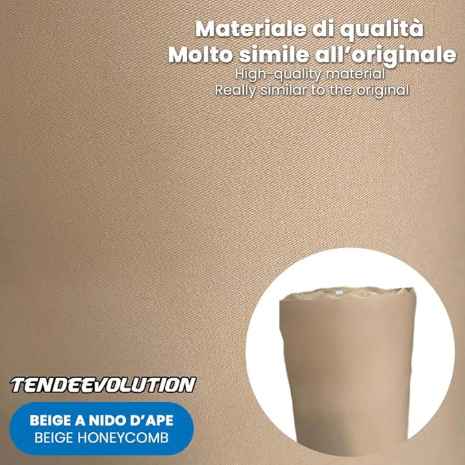 Kit Riparazione Tessuto Cielo Auto - Nido D'ape Beige Con 2 Colle a Pennello - Misura 1,50 x 5 m - Adatto anche per Pannelli Portiere e Pantoni