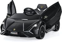 Macchina Elettrica Lamborghini per Bambini da 12V, Veicolo Elettrico Cavalcabile con Luci LED MP3 Telecomando, Fino a 5km/h, +3 Anni (Nero)