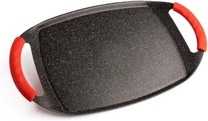 Padella Bistecchiera Antiaderente, 47cm in Alluminio Pressofuso, Rivestimento Effetto Marmo, Griglia Induzione per Carne, Pesce e Verdure.