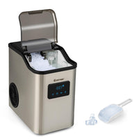 Fabbricatore di Ghiaccio 24kg/24h, 2 Modi di Ricarica dell'Acqua Autopulente e Finitura in Acciaio Inox, Macchina per Produzione di Ghiaccio per Casa Ufficio e Bar