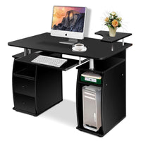 Scrivania da Computer, Scrivania con Cassettiera e Porta Hardware,120 x 55 x 85 cm (Nero)