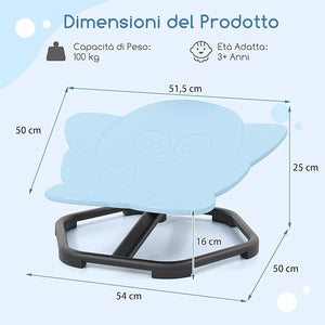 Sedia Girevole a 360° per Bambini, Sedia Sensoriale con Base in Metallo Antiscivolo per Allenare la Coordinazione Fisica e l'Equilibrio, Giocattolo per Cameretta (Blu,Elefante)