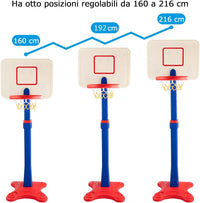 Canestro da Basket a Colonna per Bambini, con Altezza Regolabile, per Allenarsi a Giocare a Basket, per Interno ed Esterno, per Bambini +3 Anni, 160-215cm
