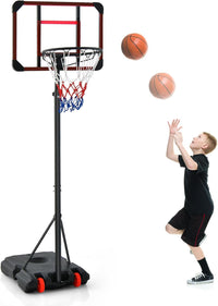 Canestro da Basket Regolabile in Altezza 193-248 CM, Canestro da Basket da Esterno ed Interno con Ruote e Supporto per Pallone, Canestro da Basket per Parco, Casa e Giardino