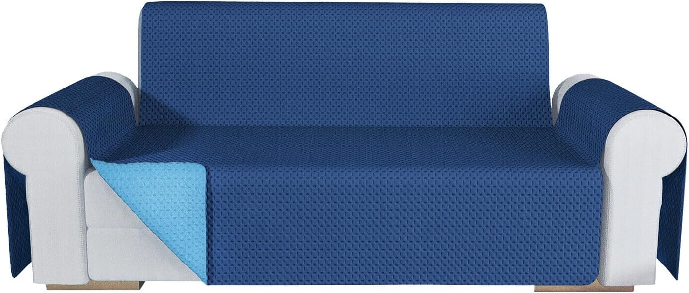 Copridivano Double Face Moderno Lavabile Fodera ProteggiDivano 4 Posti Blu