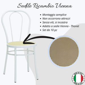 Tomaino - Fondelli Sedia Rotondi, Ricambi Sedute In Paglia Per Sedie Vienna, Bistrot, Thonet - 10 pz Nero
