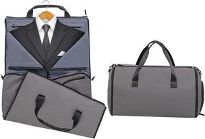 Borsone da Viaggio e Porta Abiti 2 in 1, Borsa da Viaggio con Scomparto per Scarpe e Tracolla Regolabile, Impermeabile, 50L (Grigio Scuro)