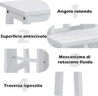 Scaletta Pieghevole, 3 in 1 Scaletta e Sgabello in Legno di Gomma Multifunzione, 3 Gradini, Reversibili Impugnatura, Capacità di Carico 310 kg, Ideale per Studio, Soggiorno (Bianco)