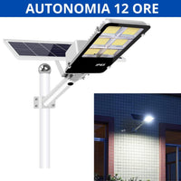 Lampione Solare esterno 400W con Pannello fotovoltaico, LED 6500K Bianco Freddo