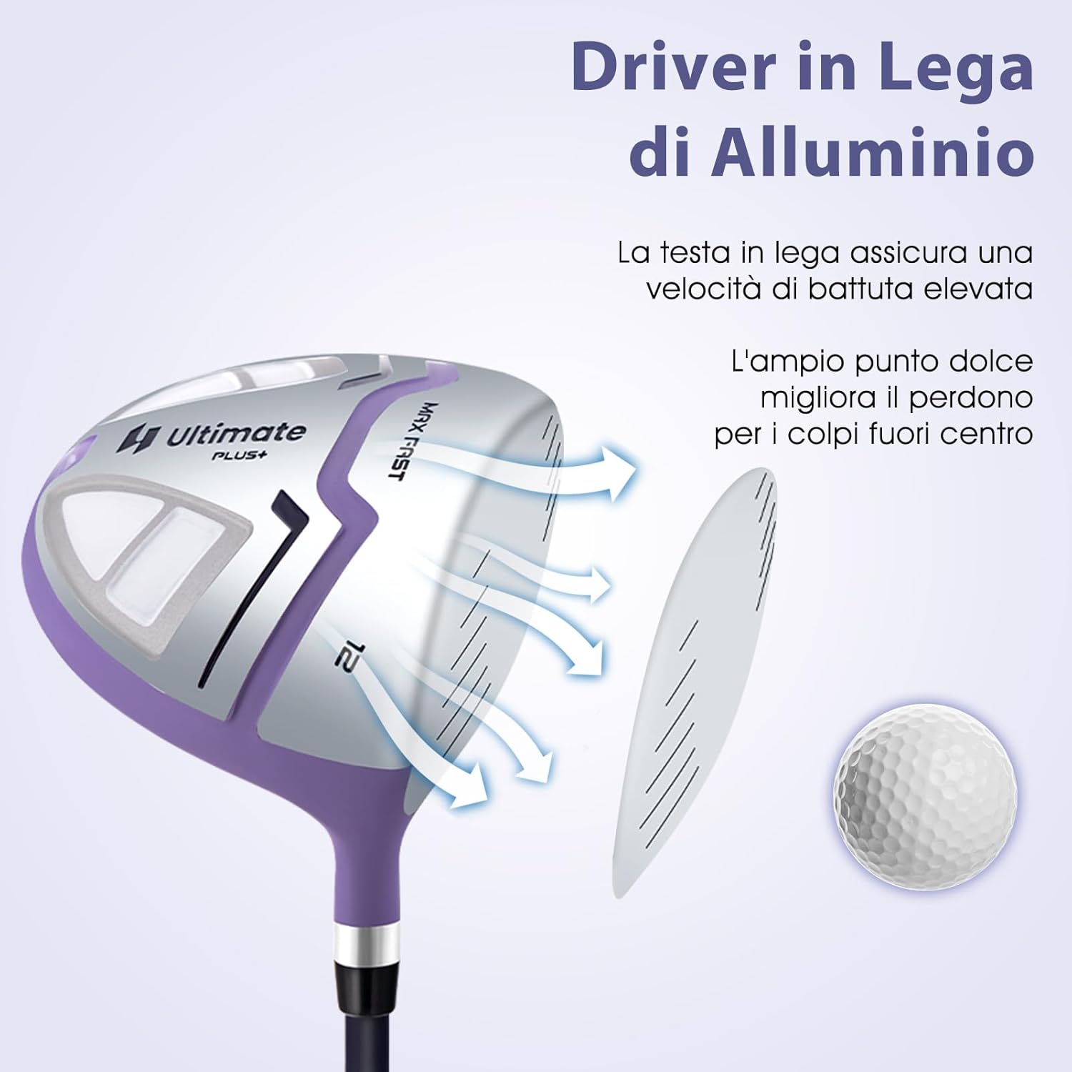 Set Completo di Mazze da Golf per Donna, con Driver 460CC 1, Fairway 3, Ibrido 5, Ferri 5, 6, 7, 8, 9, P e S, Putter e Borsa Portatile Leggera, Destrorso