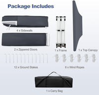 Gazebo da Giardino 3x6m, Gazebo Esterno Resistente Pop Up con 6 Pannelli Laterali e Finestre, 3 Altezze Regolabili, Tenda da Giardino per Matrimoni, Feste, Eventi Commerciali (Grigio)