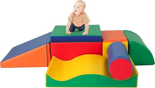 Set di Costruzioni Morbide in PU e EPE da 7 Pezzi, Gioco Educativo per Bambin con Età Superiore a 1,5 Anni, Multicolore (Rosso)